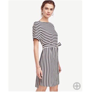 Đầm F21 thun sọc form suông kèm belt vải