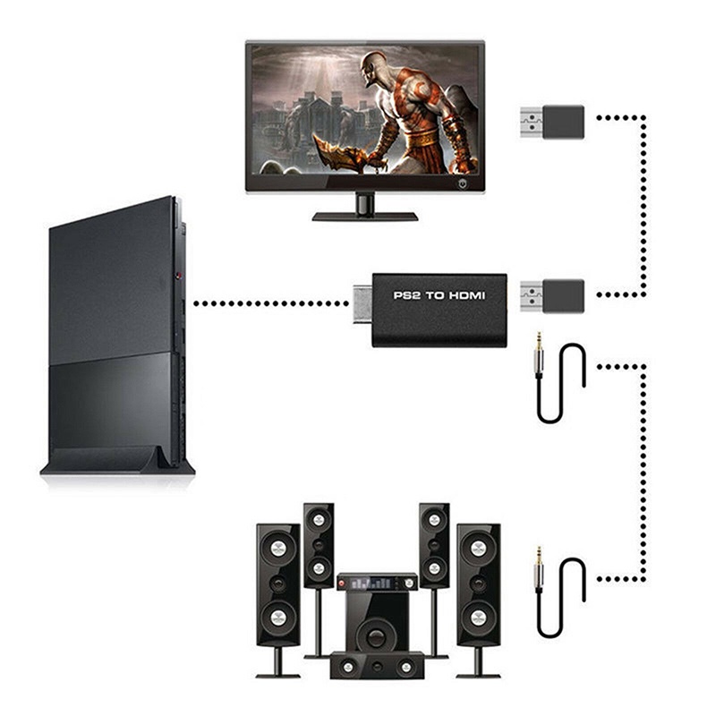 Bộ chuyển đổi PS2 sang HDMI AV HDTV với đầu ra âm thanh 3.5mm ☆Mớiyetbloom