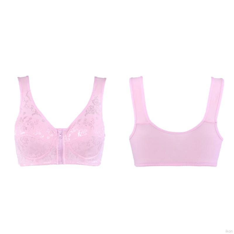 Áo Ngực Khóa Kéo Trước Không Gọng Chất Liệu Cotton