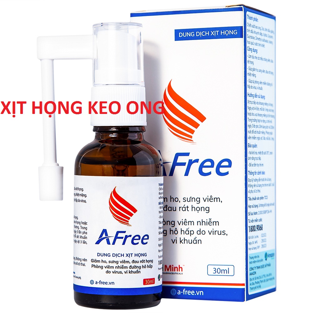 Xịt họng keo ong AFREE, giúp giảm ho, sưng v.iêm, đau rát họng, nhiệt miệng; giảm v.iêm đường hô hấp