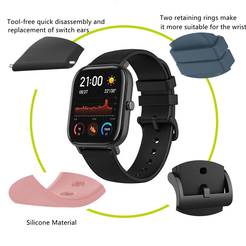 Dây Đeo Silicon 20mm Cho Đồng Hồ Thông Minh Amazfit gts 4 3 2 2e gts 4mini 2mini