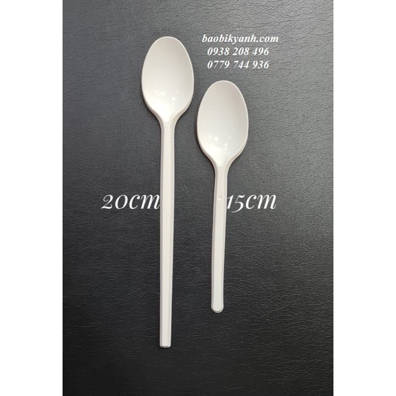 50 muỗng nhựa dùng 1 lần dài 20cm, muỗng nhựa trà sữa 20cm
