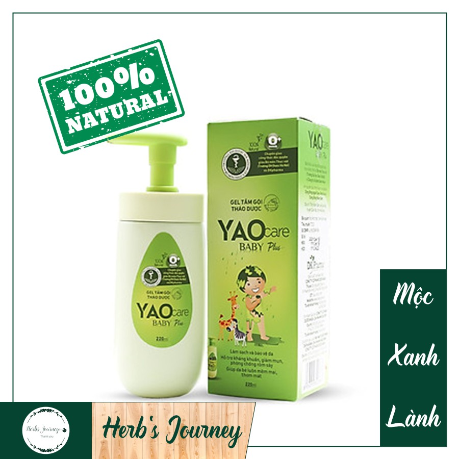 [CHÍNH HÃNG] Yaocare baby plus nước tắm gội thảo dược - Dược khoa Xanh - Yao care 100% thảo mộc - Sữa tắm trẻ em