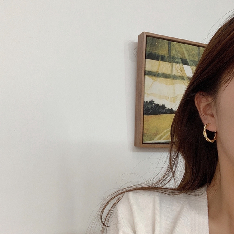 Bông tai thiết kế vặn xoắn đơn giản phong cách Hàn Quốc