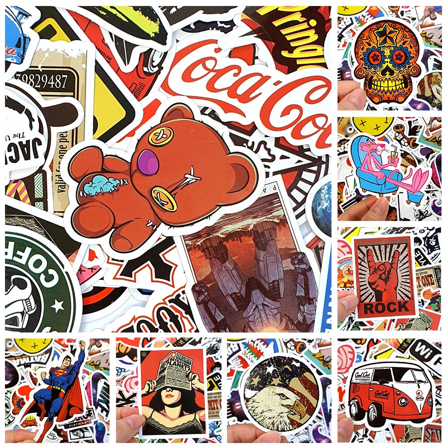 [SET A] Sticker phong cách Graffiti, chất liệu PVC chống thấm, dán vali, mũ nón bảo hiểm, laptop, tủ lạnh, decor phòng