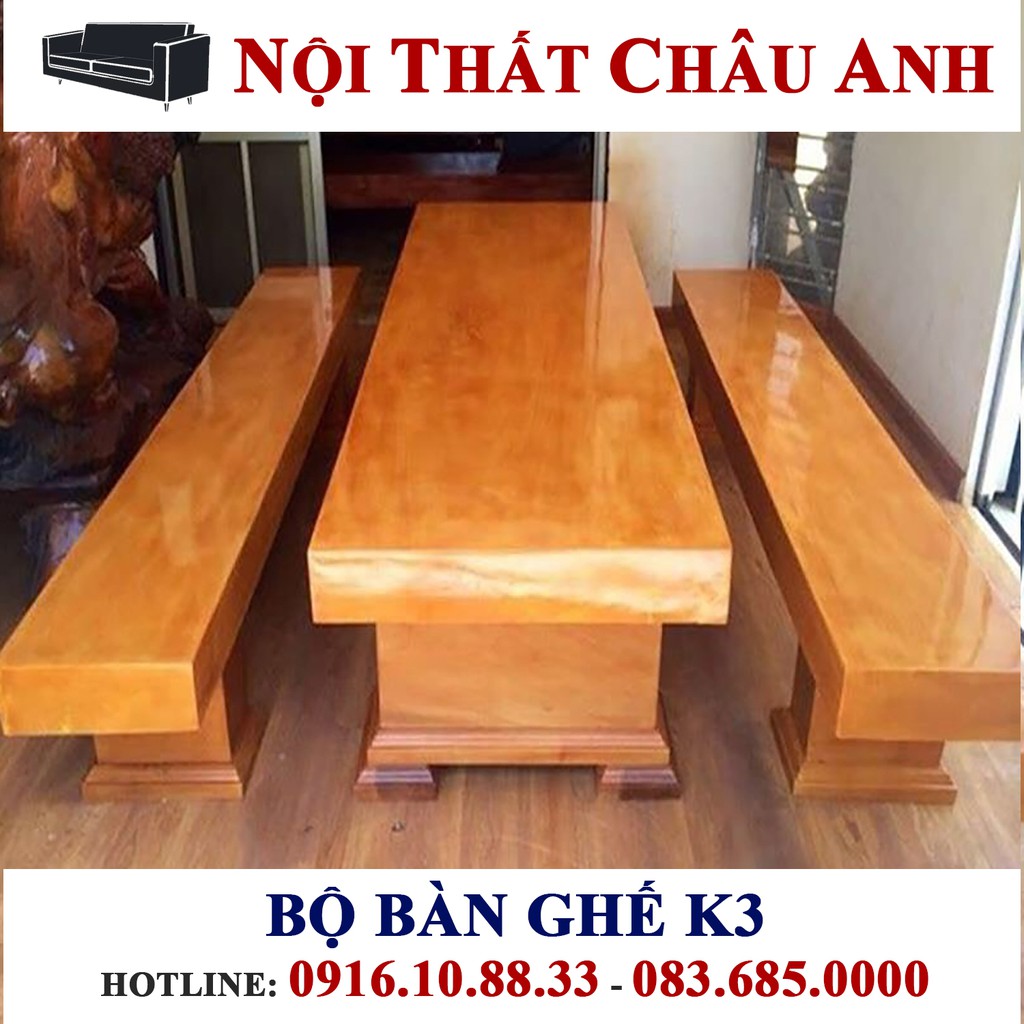 [Hàng Thủ Công] Bộ Bàn Ghế K3 Nguyên Khối Hộp - Gỗ Cẩm Vàng