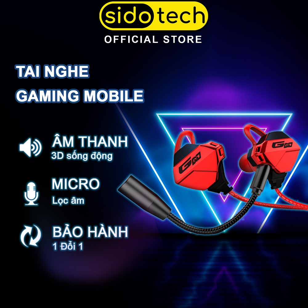 Tai nghe game thủ cho điện thoại Sidotech G-Pro chơi game Pubg FF Tốc Chiến có mic 10cm siêu nhạy - Hàng Chính Hãng