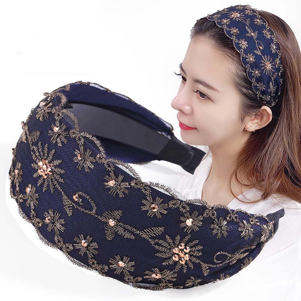 Băng Đô Cài Tóc Phối Ren Hoa Phong Cách Hàn Quốc Thanh Lịch Dành Cho Nữ