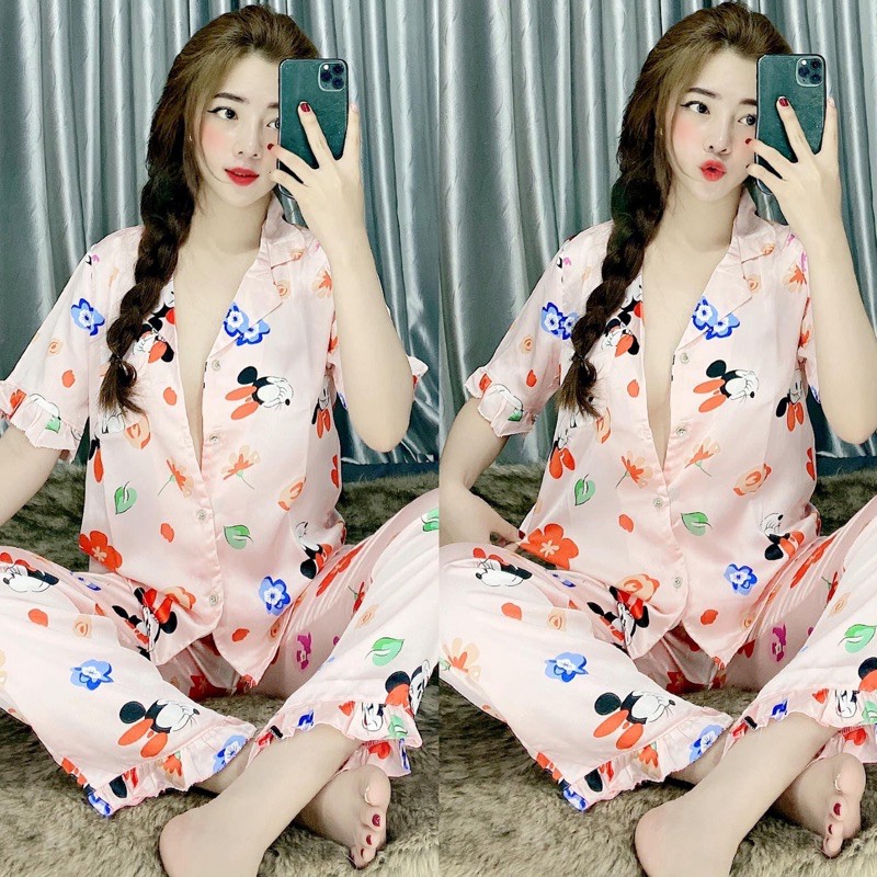 Đồ Bộ Pizama mango Tay Ngắn Quần Dài Hoa Tiết | BigBuy360 - bigbuy360.vn