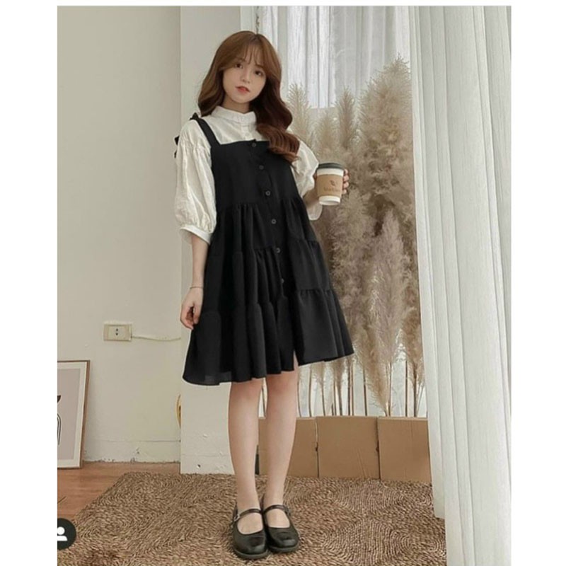 Váy Yếm Dáng Baby Doll +Tặng Kèm Áo Trắng Hàng Quảng Châu Y618-Violet
