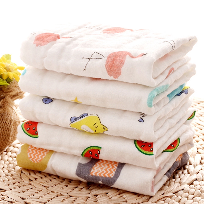 Khăn Vuông Cotton   Lớp In Họa Tiết Hoạt Hình Cho Bé