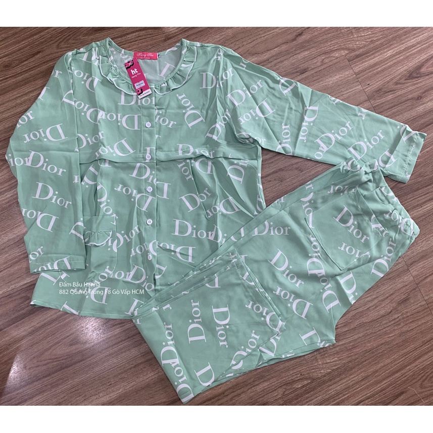 [SIZE 40-70KG] Đồ bộ bầu cho bé ty mặc bầu và sau sinh tay dài quần dài có lưng thun điều chỉnh vải lụa mango thoáng mát