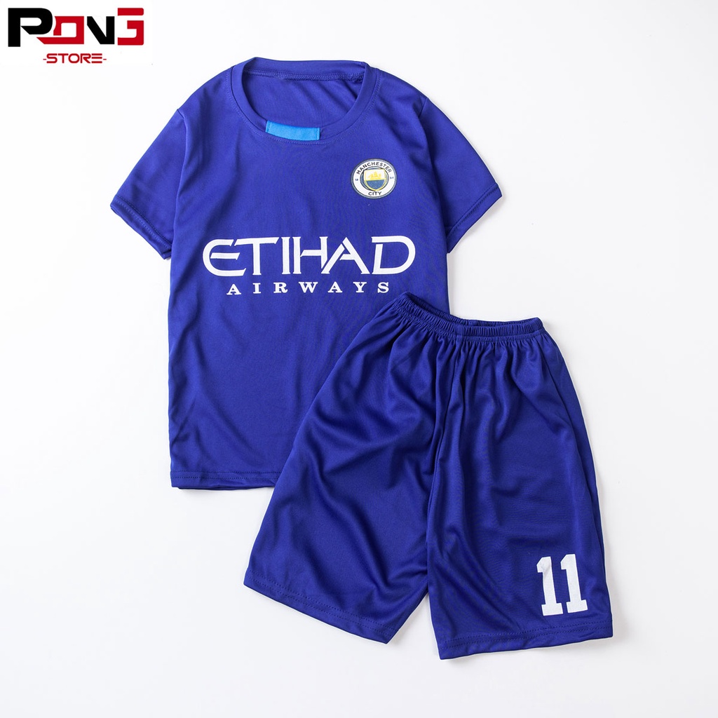 Bộ quần áo bóng đá trẻ em nam,nữ CLB Manchester City chất thun lạnh  cho các bé từ 2 đến 15 tuổi  của Pong__store