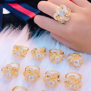 Nhẫn hoa xoáy đính đá thiết kế cao cấp OrinMạ Vàng 18k Cao Cấp