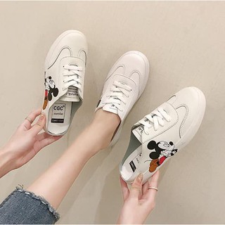 Giày Sục Thể Thao Nữ Chuột Mickey Basic Da Mềm Êm Fullbox