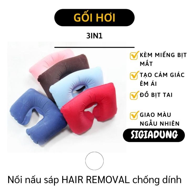 [SGD] Gối hơi tựa đầu - Bộ gối hơi du lịch 3 trong 1 tiện lợi dễ bơm căng bằng cách thổi 2610