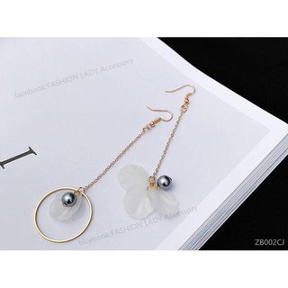 Bông tai style Hàn Quốc thời trang dịu dàng dễ phối quyến rũ không gây dị ứng hoa tai vỏ sò hạt châu ko đối xứng - vàng