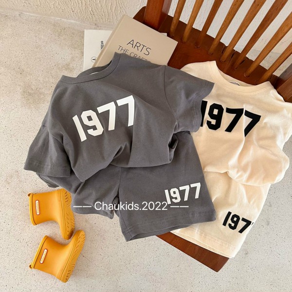 Bộ cộc tay bé trai, bé trai, bộ cotton họa tiết 1977 cho bé