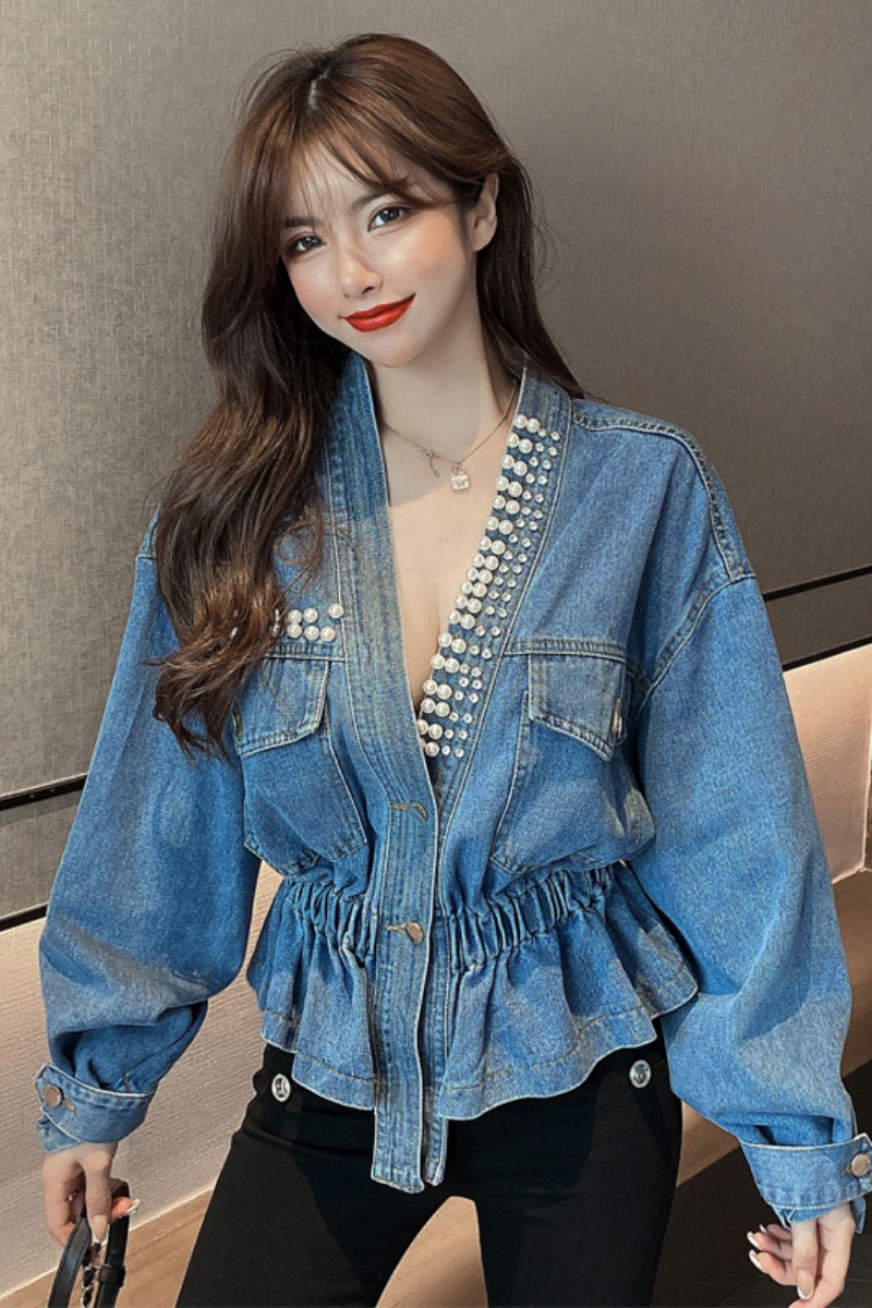 Áo Khoác Jeans Lửng Thời Trang Hàn Quốc 2021 Cho Nữ