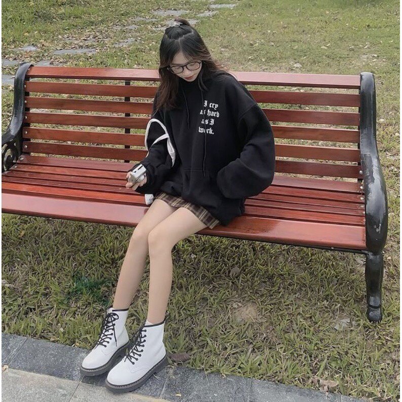 Áo Hoodie Nam Nư Dáng Rộng Chất Nỉ Tay Bồng Chữ Lưng Bell Mũ To Oversize Uzzlang