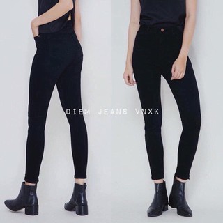 Quần jeans đen nữ cạp cao co dãn