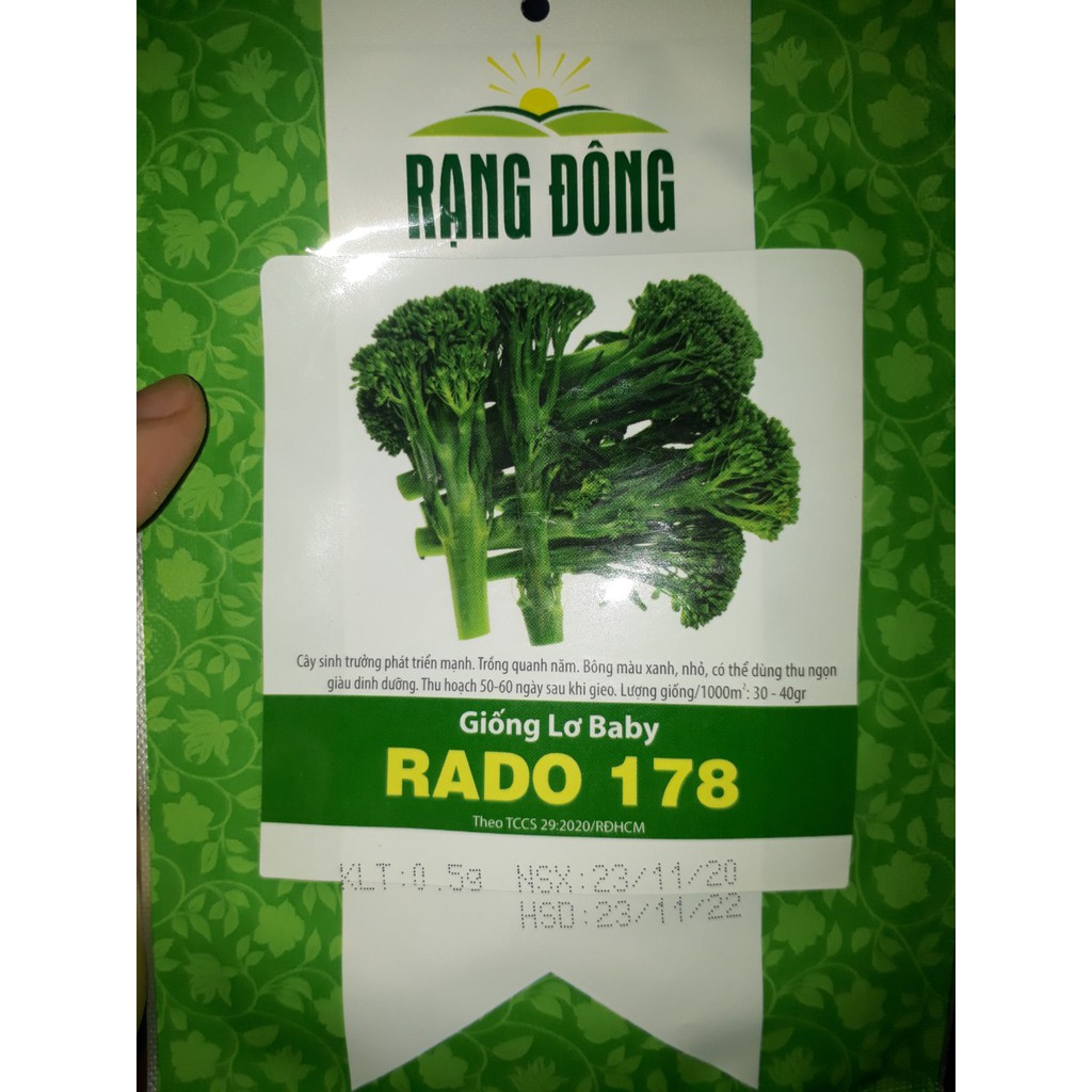 [Seeds] Hạt giống Bông Cải Xanh Baby (súp lơ xanh baby) Rado 178, đóng gói 0.1gr