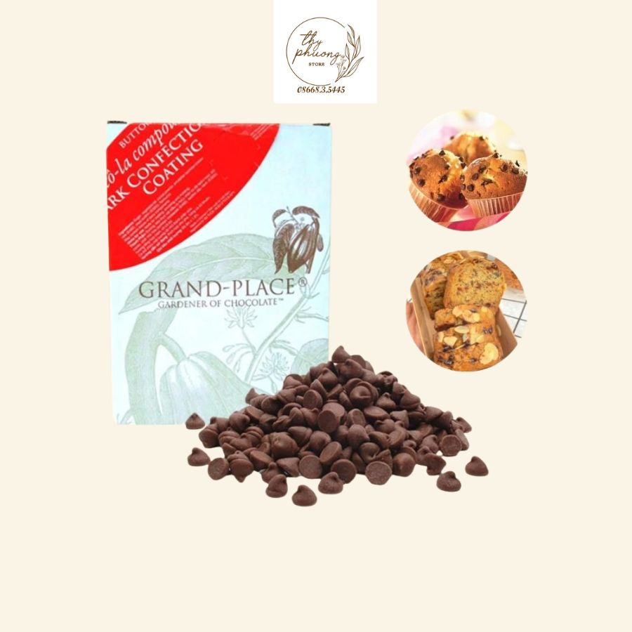 Socola chip đen Grand Place dùng làm bánh gói 100g