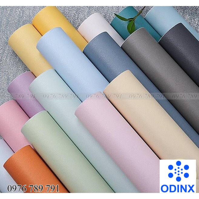 10m Giấy dán tường MÀU TRƠN nhiều mẫu - khổ rộng 45cm Có Keo Sẵn ODINX
