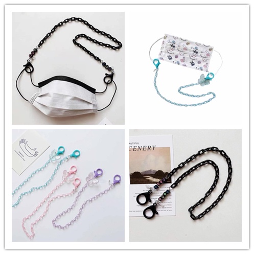 Dây Đeo Mắt Kính Bằng Acrylic Chống Mất Thiết Kế Hình Bướm Phong Cách Hàn Quốc