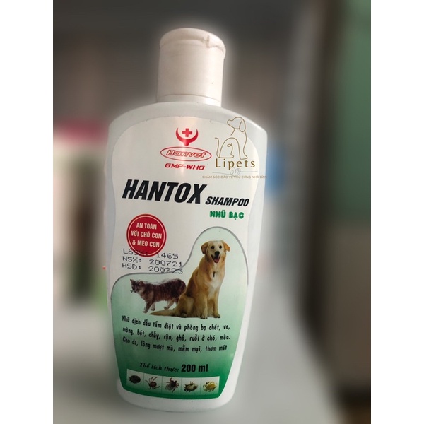 SỮA TẮM DIỆT RẬN, BỌ CHÉT CHO CHÓ MÈO HAN TOX SHAMPOO XANH NHŨ BẠC 200ml