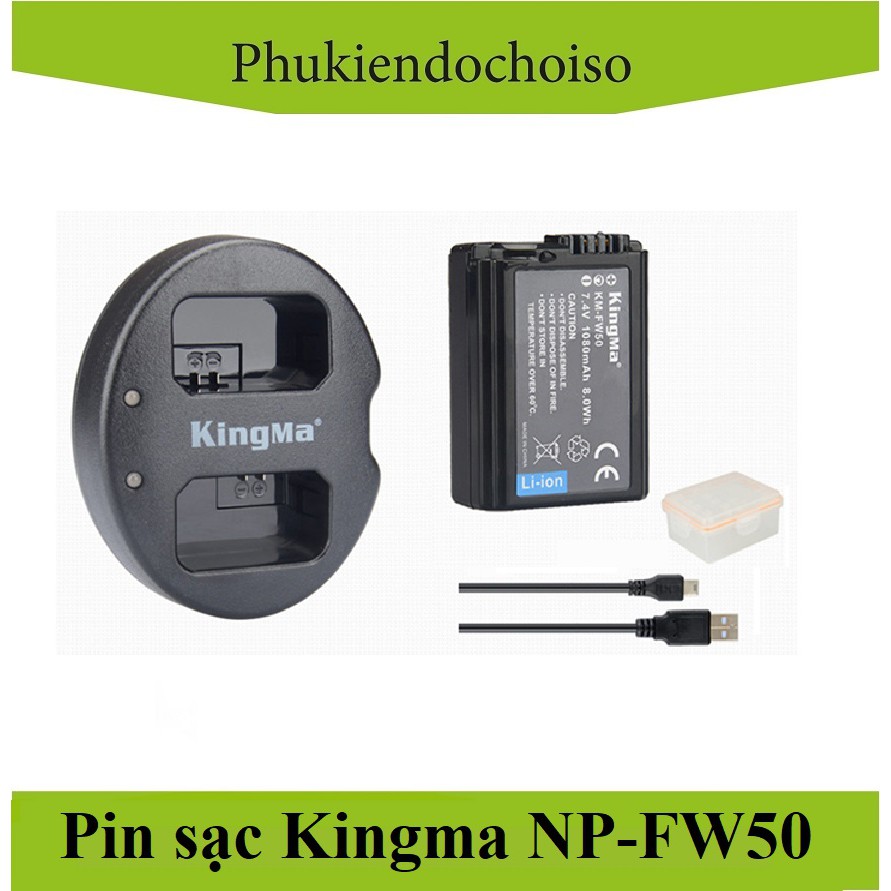 1 Pin 1 Sạc đôi KINGMA cho NP-FW50 Sony + Hộp đựng pin