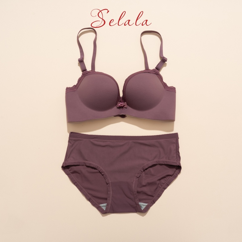 Set Đồ Lót Selala Nơ Thông Hơi Không Gọng Nâng Ngực Siêu Quyến Rũ SET16