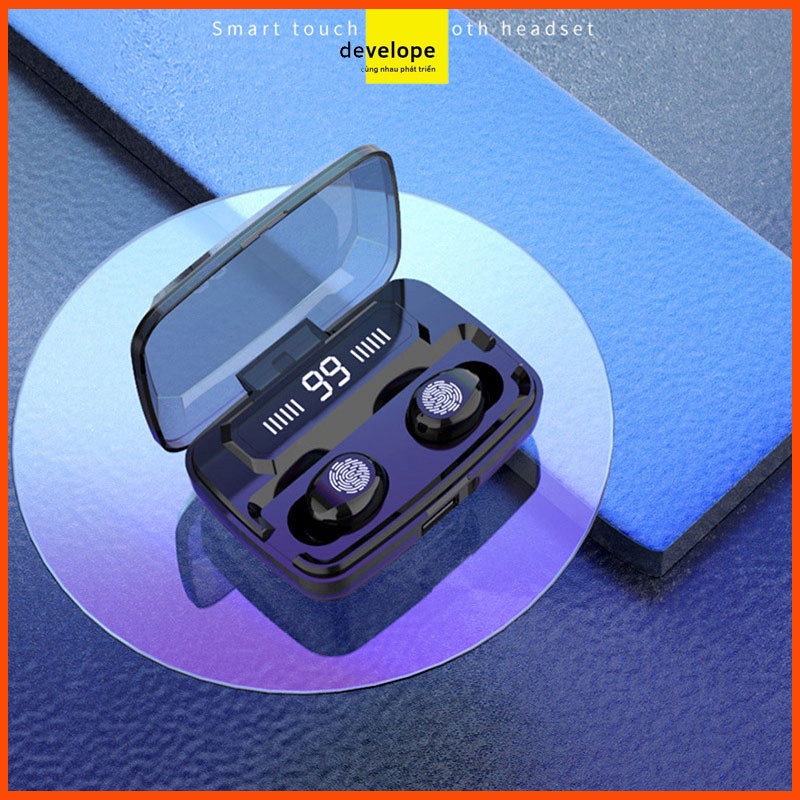 Tai Nghe Bluetooth 5.0 LED VUÔNG, Tai Nghe Bluetooth Không Dây 5.0, Kiêm Sạc Dự Phòng 3500mAh, Điều Khiển Cảm Ứng