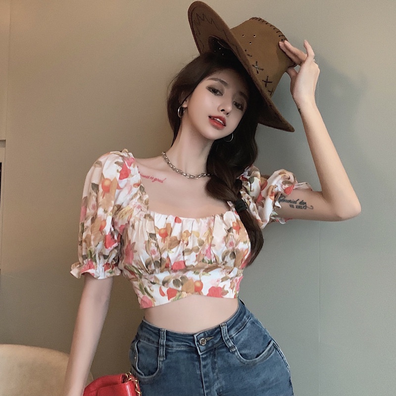 Áo Trễ Vai Cổ Yếm Tay Phồng Thời Trang Mùa Hè Dành Cho Nữ