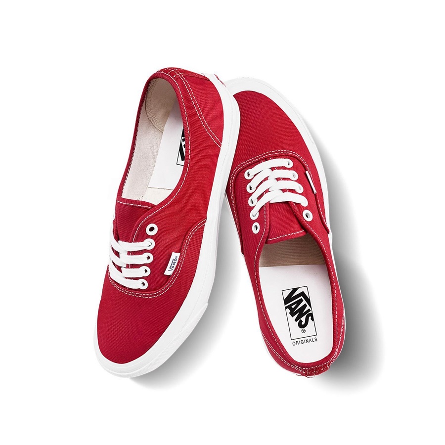 Giày Vans Vault OG Authentic Lx Chili, sneaker nam nữ đế bằng màu đỏ vải canvas siêu bền dễ phối đồ trẻ trung hiện đại