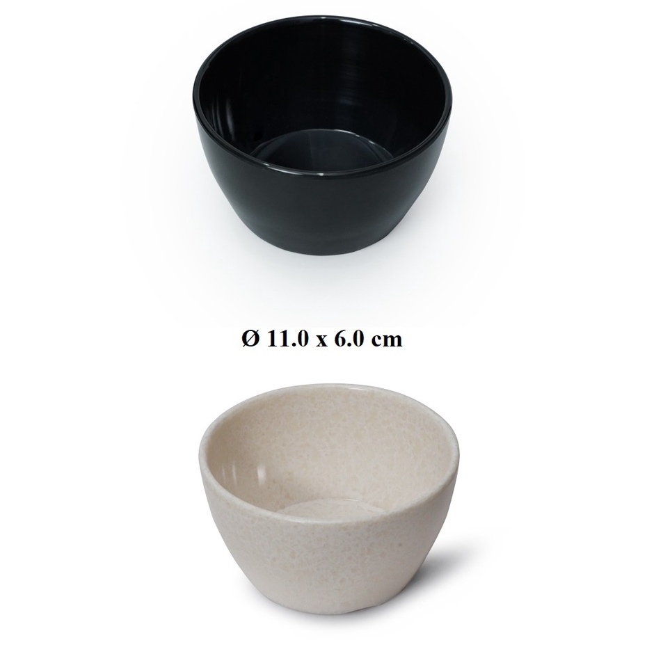 Chén(bát) cơm nhựa Melamine màu đen/vân đá trắng kiểu Hàn Quốc Size 11.0 x 6.0 cm