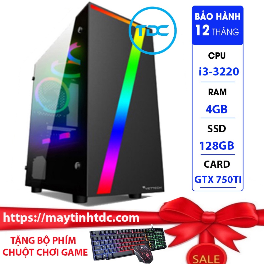 Case MAX PC GAMING X7 CPU Core i3-3220 Ram 4GB SSD 128GB GTX 750TI Chơi PUBG,LOL,CF,Fifa4,Đế chế...+Bộ Phím Chuột Game