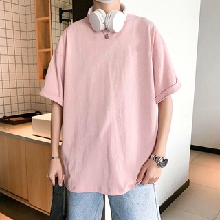 Áo thun cotton màu trơn cổ tròn ngắn tay cao cấp thời trang đường phố dành cho nam