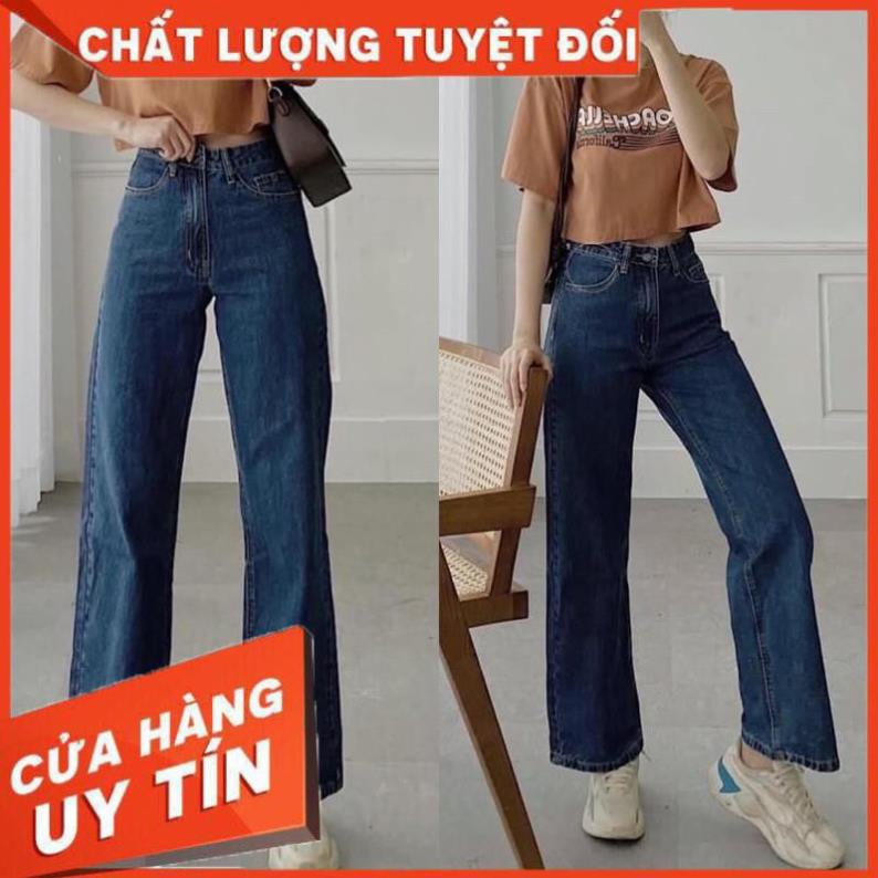 QUẦN JEANS ỐNG XUÔNG GẤP LAI DÁNG DÀI CHẤM GÓT