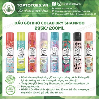 Xịt gội khô Colab Dry Shampoo 200ml giữ tóc sạch, bồng bềnh