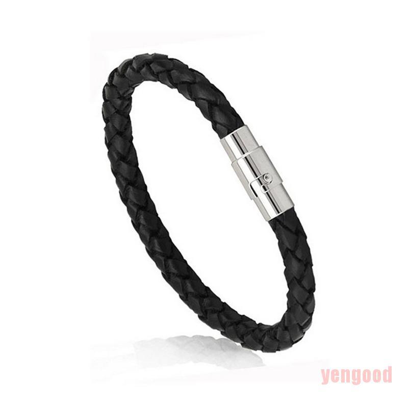 Vòng Tay Nam Châm Đen Bằng Thép Không Gỉ Thời Trang Cho Nam Nữ