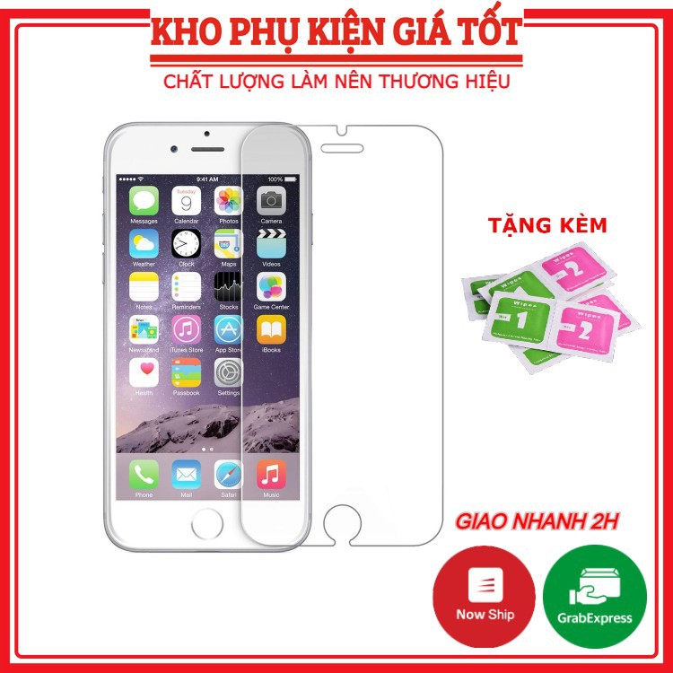 Cường lực iPhone độ cứng 9H tặng kèm bộ giấy vệ sinh màn hình cho iPhone 6-13Promax