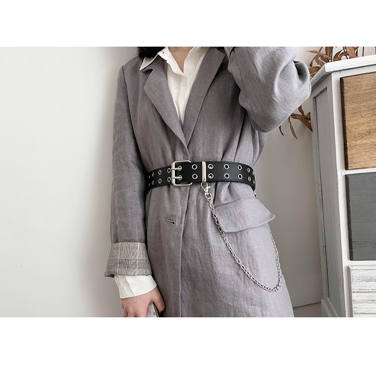 Dây nịt đục khoen sợi xích phong cách cổ điển thời trang cho nữ