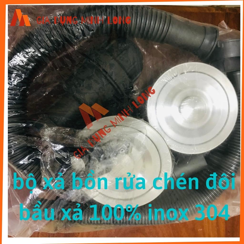 Bộ xả chậu rửa chén-bộ xả đôi-bộ xả đơn 100% inox 304- tặng kèm ruột gà xả