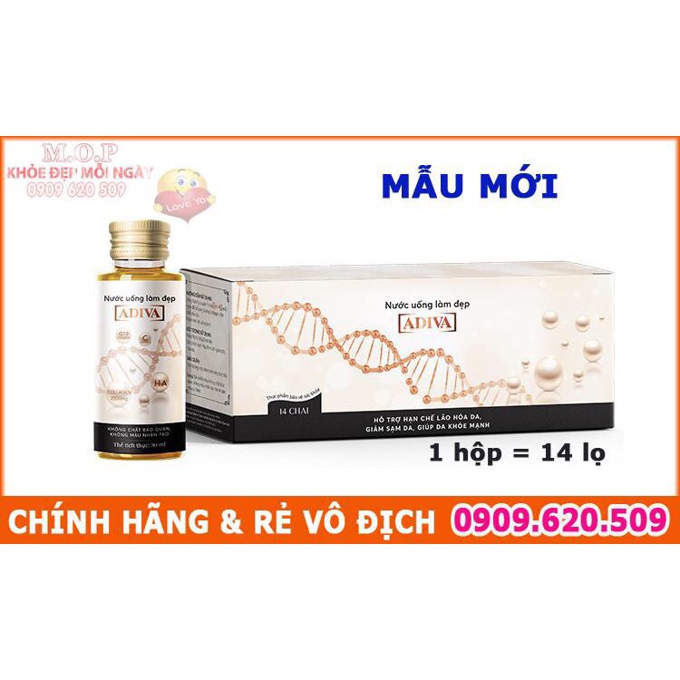 CHÍNH HÃNG 01 Hộp Collagen ADIVA NƯỚC 14lọ hộp,