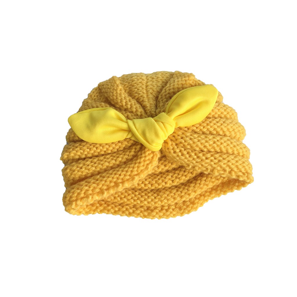 [Mã FARSBR242 giảm 15% đơn 99K] Mũ Len Dệt Kim Thắt Nơ Turban Bé Gái BabyBean (3-6 Tháng)