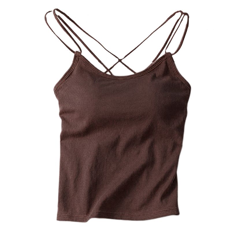 Áo Tank Top Dáng Ôm Màu Sắc Ngọt Ngào Phối Dây Đan Chéo Thời Trang Mùa Hè Quyến Rũ Cho