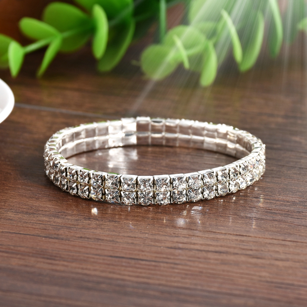 Vòng đeo tay co giãn đính đá nhân tạo sang trọng thời thượng dành cho nữ