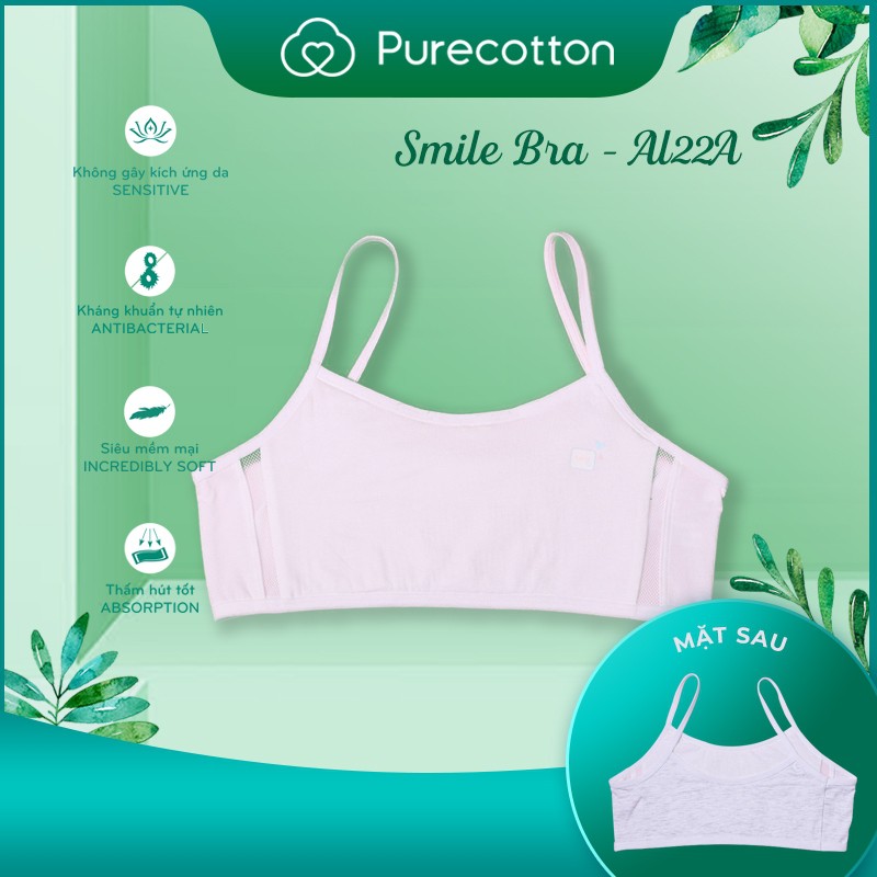 Áo lá học sinh Purecotton cho bé gái mới lớn chất liệu cotton cao cấp kiểu dáng chui đầu không đệm PC002