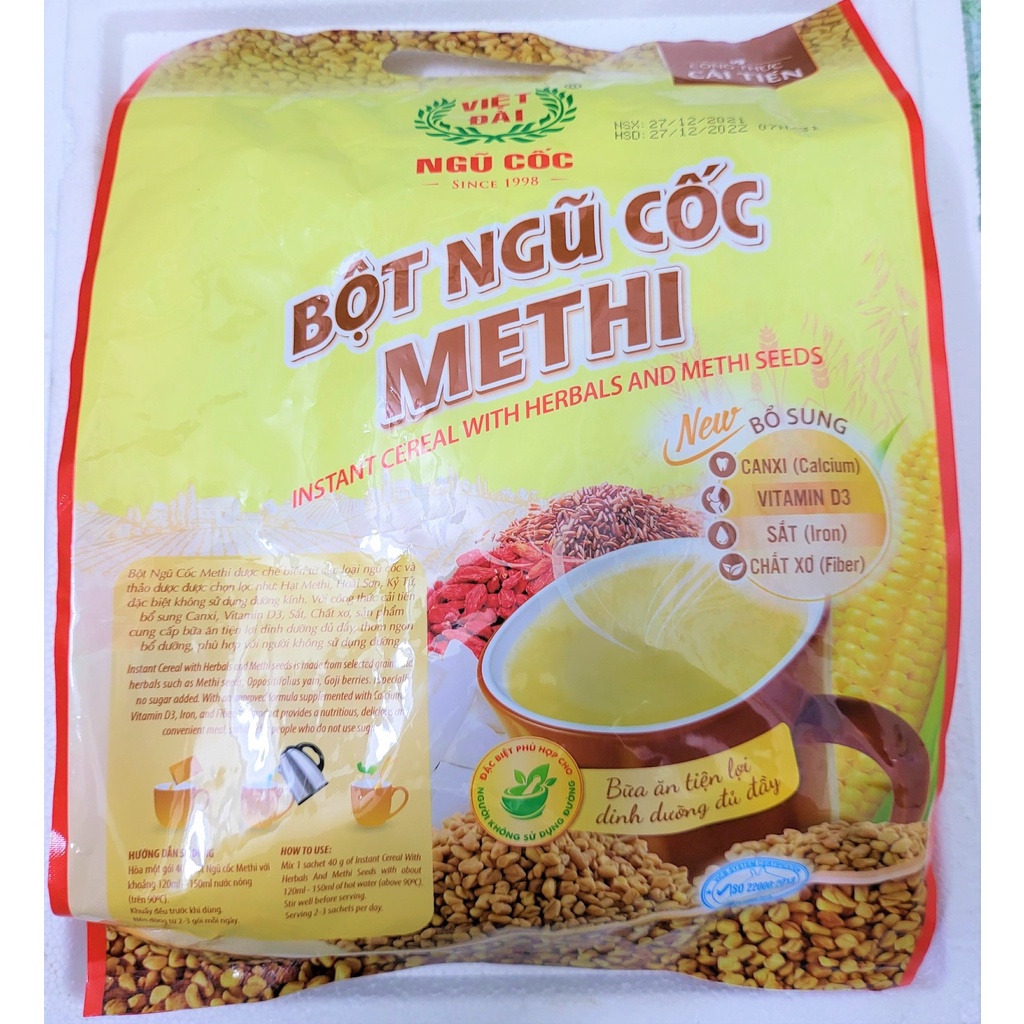 [Túi 600g – METHI] BỘT NGŨ CỐC ĂN KIÊNG (dành cho người bị tiểu đường) [VN] VIỆT ĐÀI Methi Cereal Powder (halal)